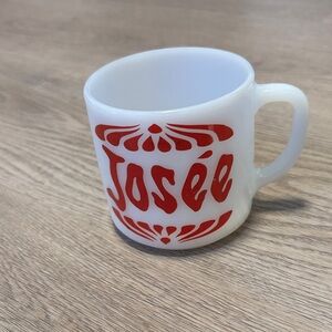 Josée Vintage federal milk glass  Red and White Mug